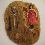 small assemblage with objects and driftwood