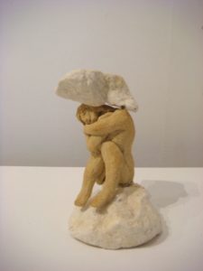 chalk with ceramic figure