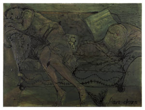 painting of a woman on a sofa