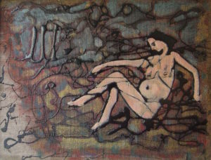 painting of pregnant woman colourful