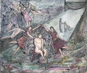 watercolour figurative painting for sale