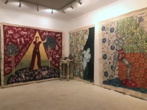 paintings in art studio