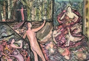 the vaudeville of existence watercolour 42x30cm