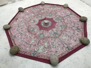 painted rug installation