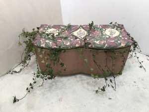 painted lloyd loom blanket box installation with ivy