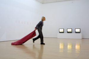 photo of an artists performance and film installation
