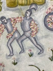 painting of knights with flower arms