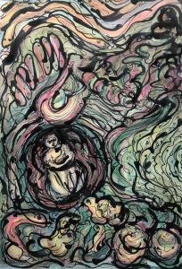 surreal watercolour and ink