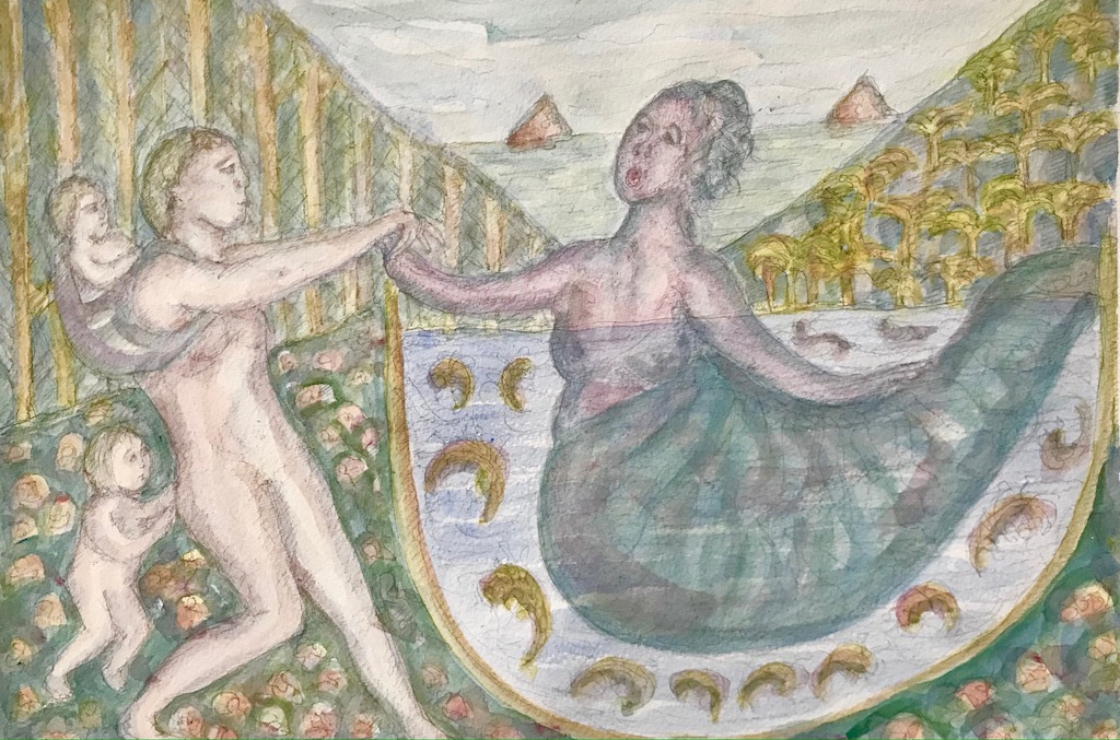 surreal painting pencil and ink on paper