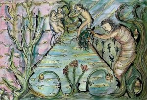 colourful watercolour and ink on paper