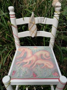 found object chair and painting installation