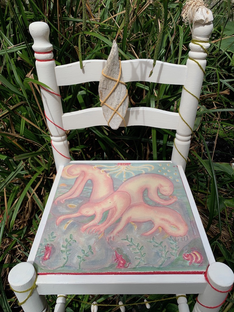 found object chair and painting installation